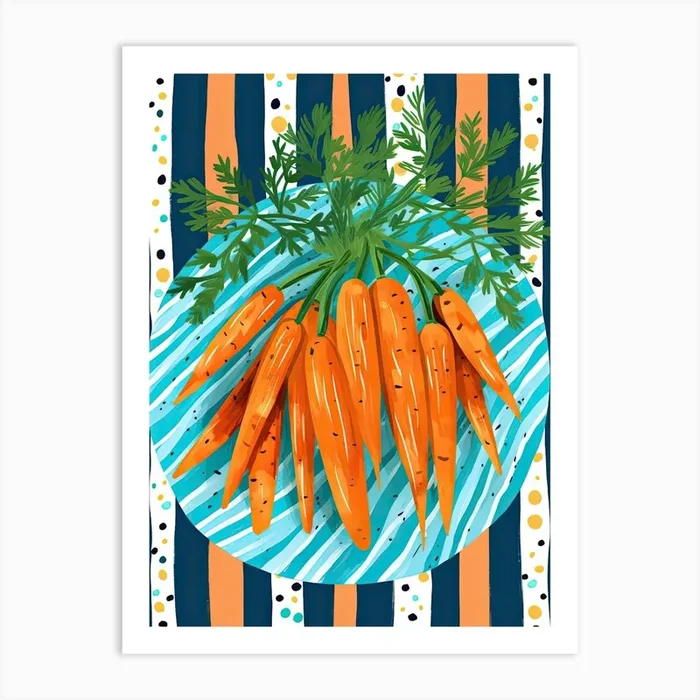 Carrots Summer Illustration 4 Art Print by Dreamy Seasons Art