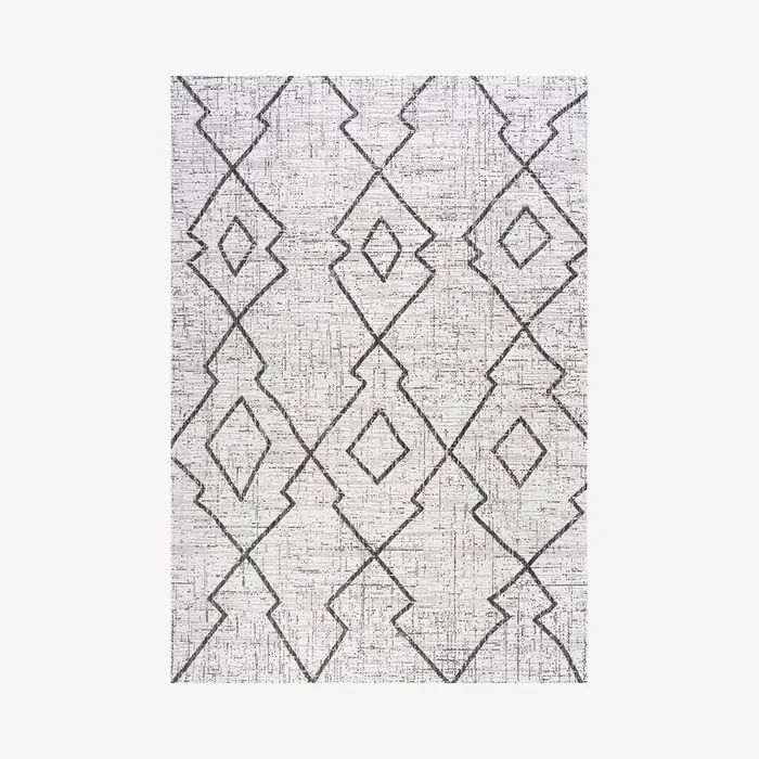 Carwa Tribal Diamond Trellis Indoor / Outdoor Area Rug – Ivory / Black by JONATHAN Y