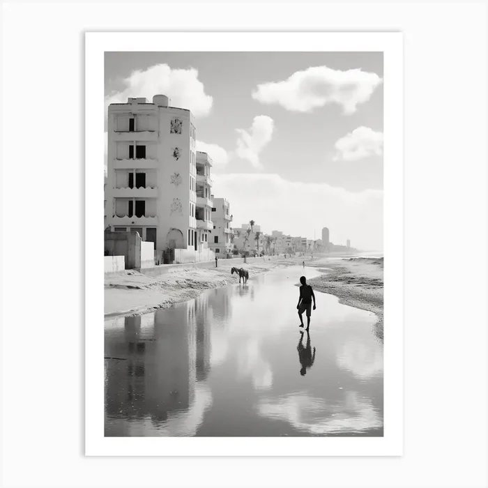 Casablanca, Morocco, Mediterranean Black And White Photography Analogue 4 Art Print by Monochrome Vistas