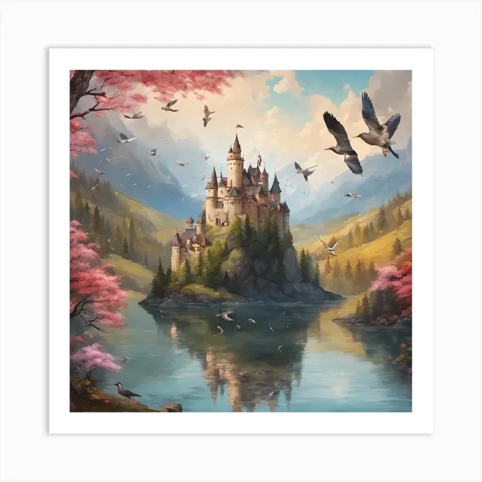 Castle On The Lake Art PrintM by mohammed