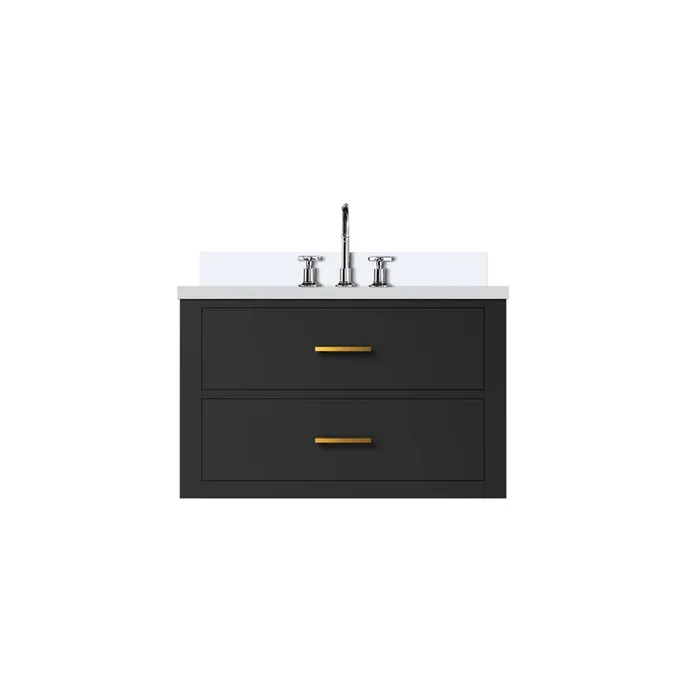 Castor 30 in W x 22 in D Black Double Bath Vanity, Cultured Marble Top, and Faucet Set