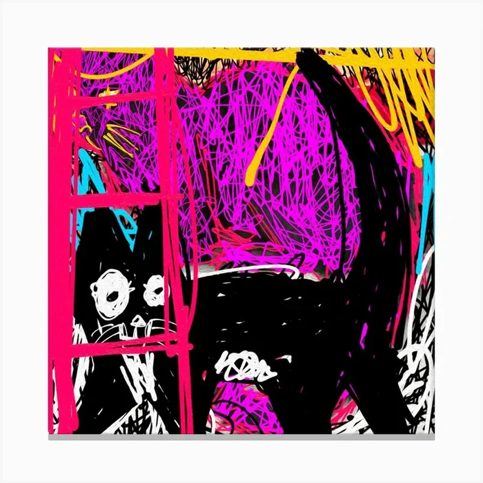 Cat And Ladder Canvas Print by Jonas