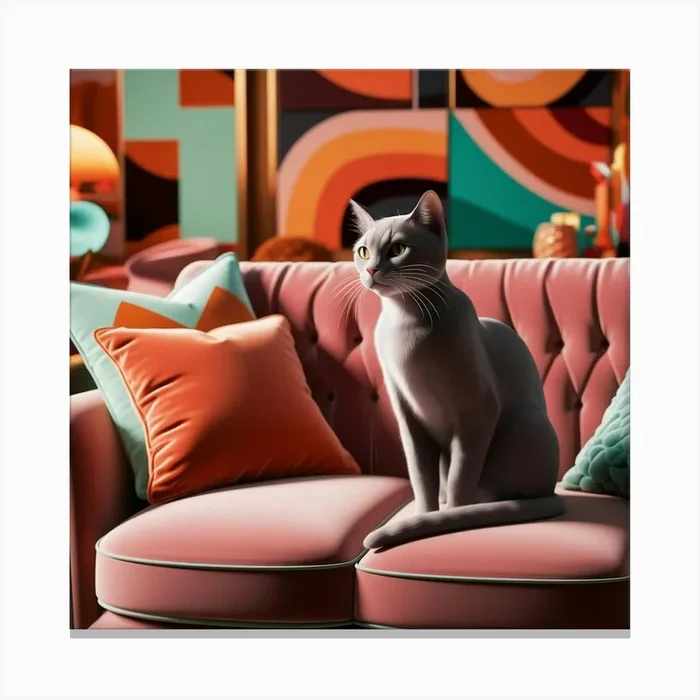 Cat On A Couch Canvas Print by Mohammad art