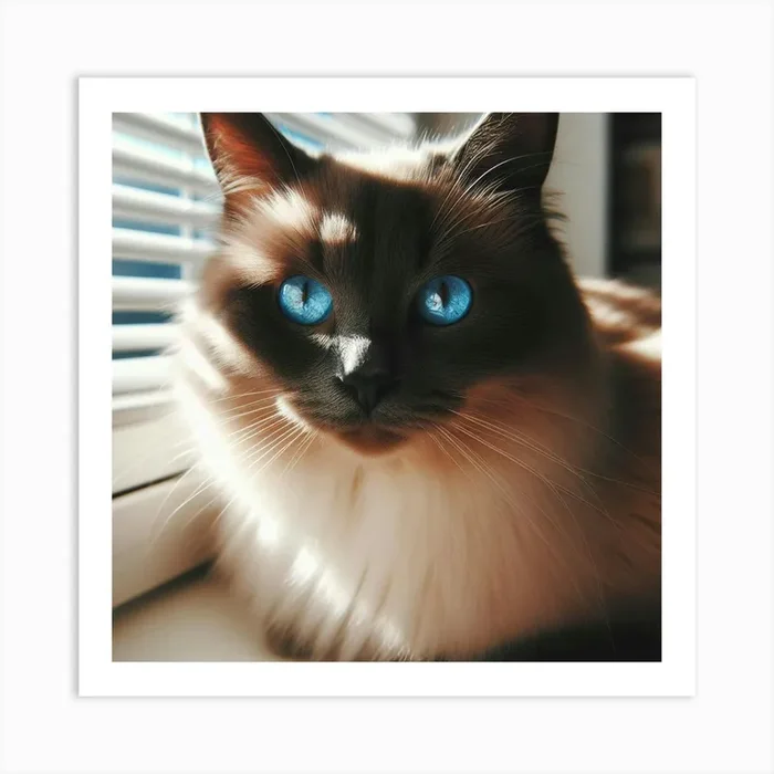 Cat With Blue Eyes Art PrintT by Tayseer58