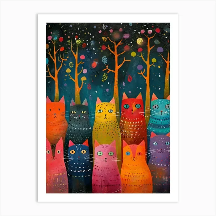 Cats In The Forest Art Print by wallart-1