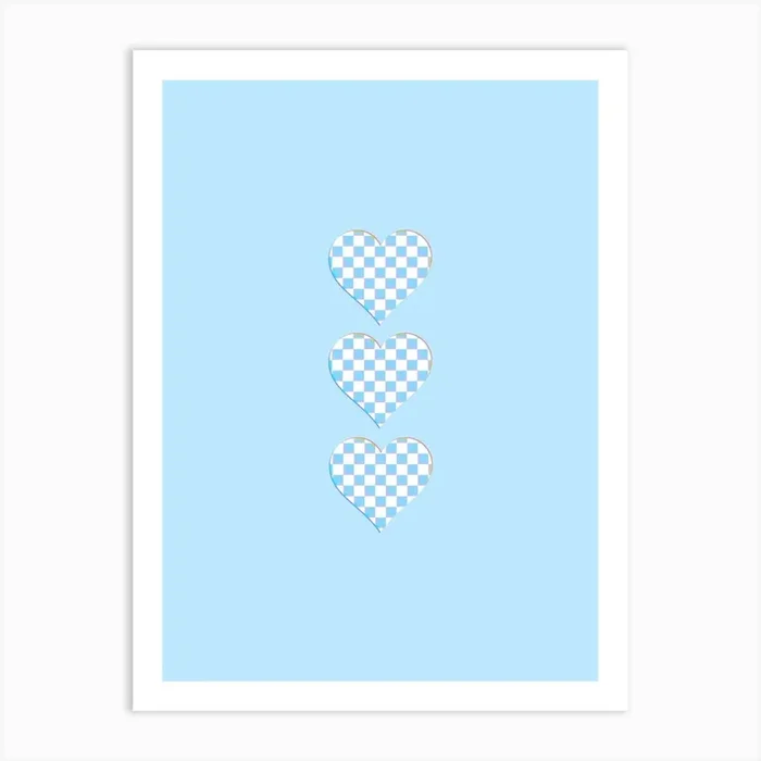 Checkered Hearts Art Print by Lewska Design