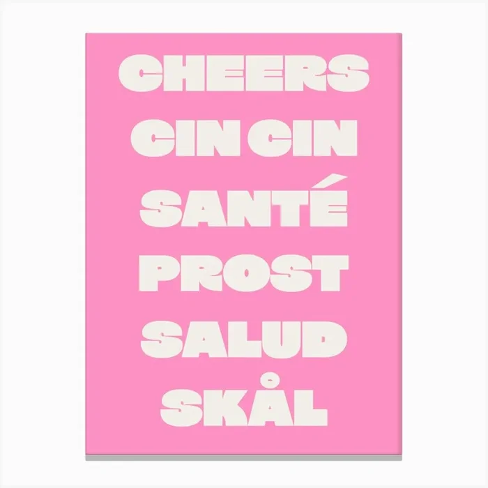 Cheers Sante Trendy Kitchen – Pink Canvas PrintHO by House of Zella
