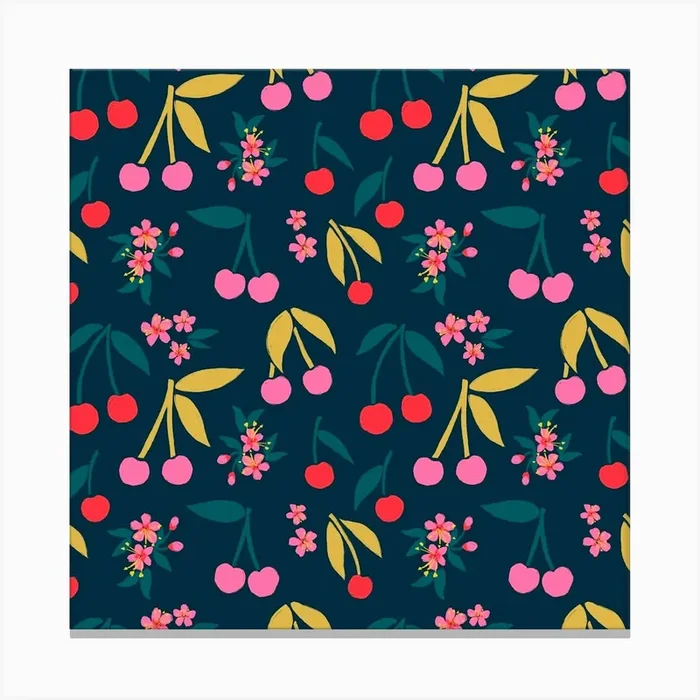 Cherry Pattern Canvas Print by Raspberry Print