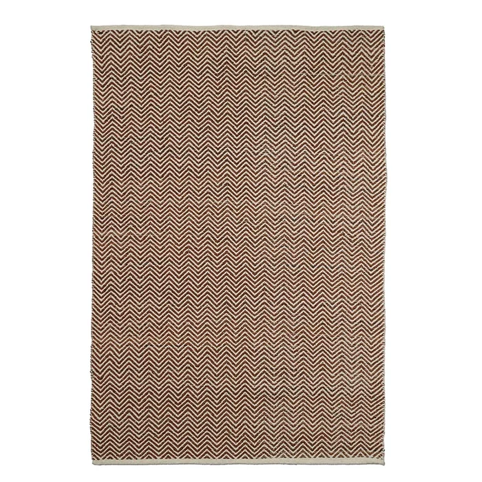 Chevron Leather Rug Rust Large