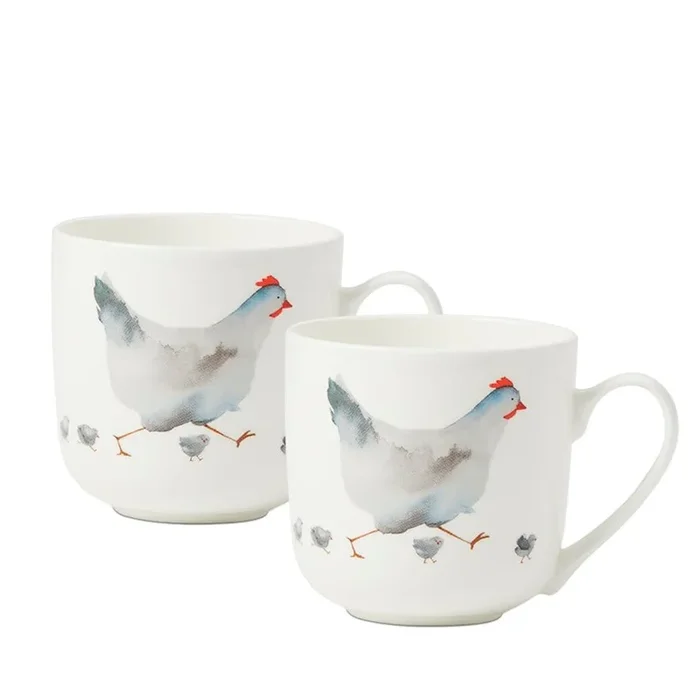 Chicken Grey Mug Set of 2