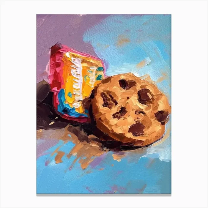 Chocolate Chip Cookie Oil Painting 2 Canvas Print by PopArt Pals