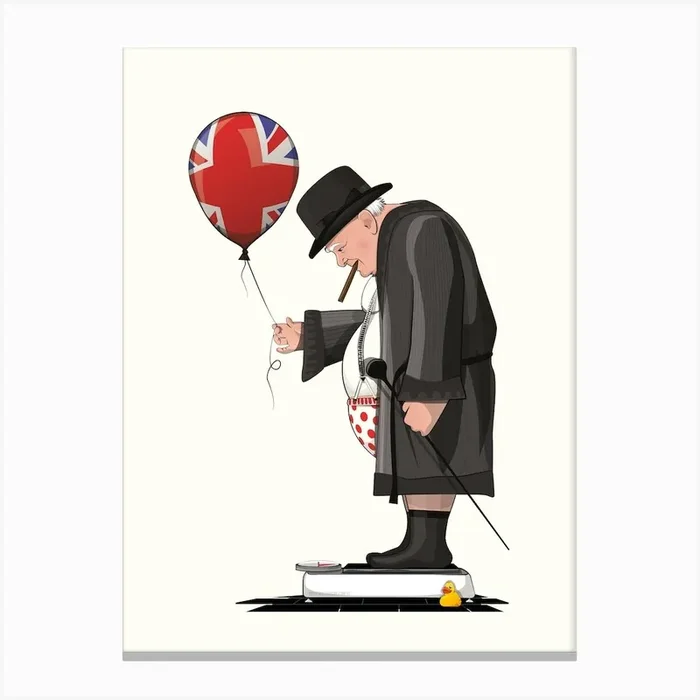 Churchill On Bathroom Scales Canvas Print by Wyatt 9