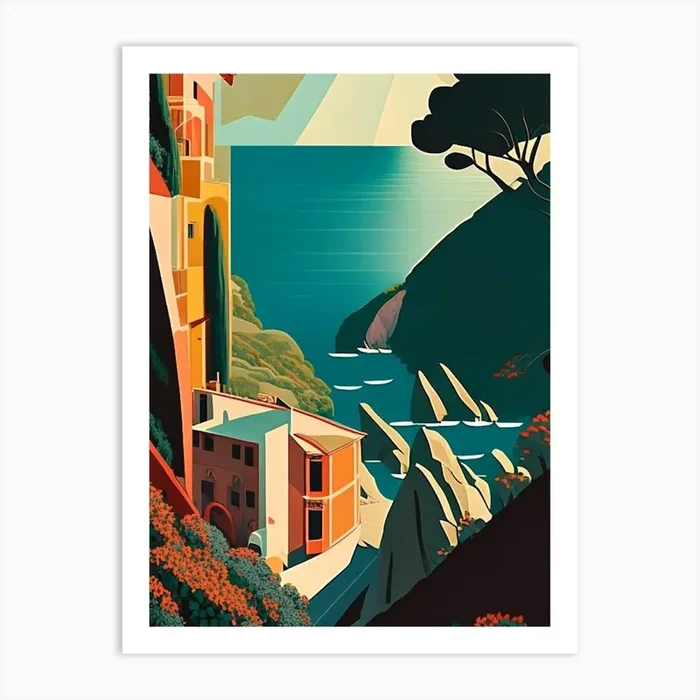 Cinque Terre National Park Italy Retro Art Print by National Park Posters