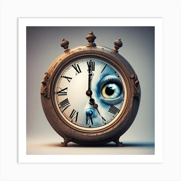 Clock With Eyes Art PrintW by Wisdom