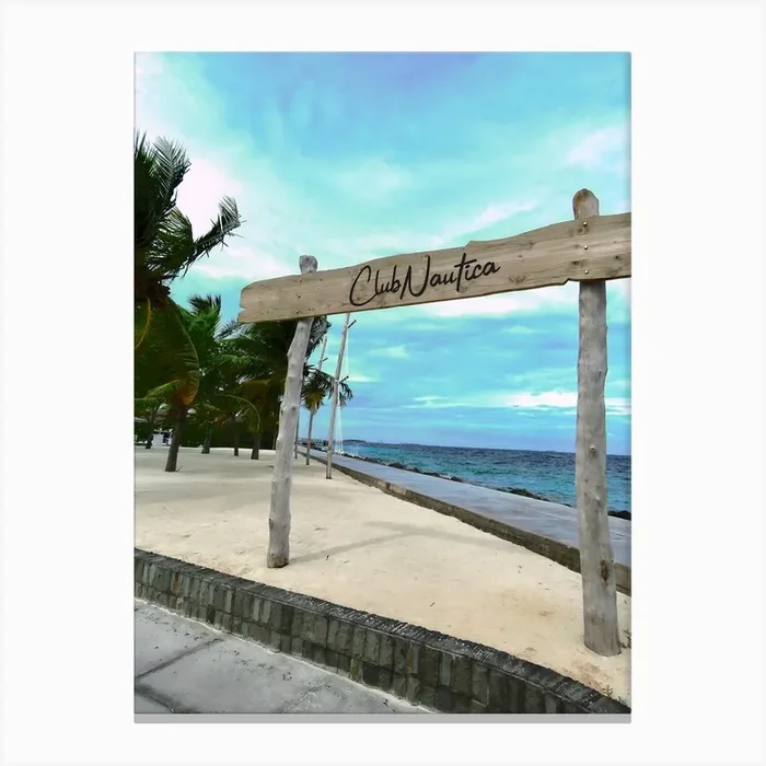 Club maldives Sign Ocean Canvas Print by Peksa Image Inc