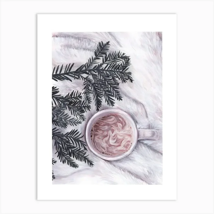 Coffee with Branch Art Print by Jodie Katrina Art