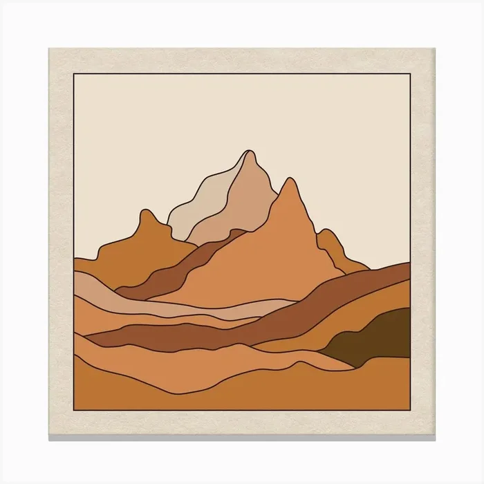 Colorblock Mountain Peaks Square Canvas Print by Boheme At Home