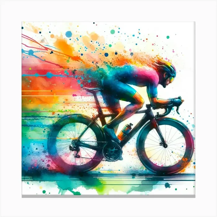 Colorful Bike Rider Canvas PrintV by viart.