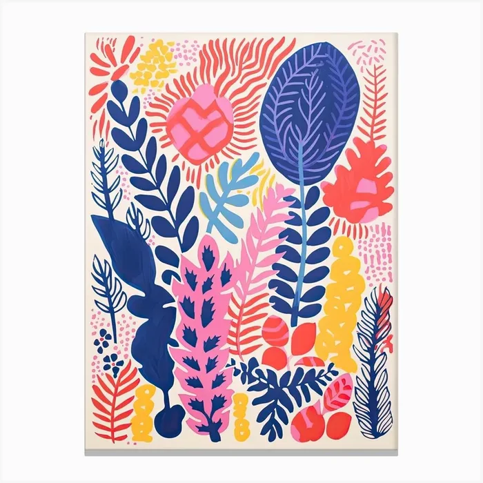 Colourful Botanical Risograph Style 43 Canvas Print by Vintage Ink