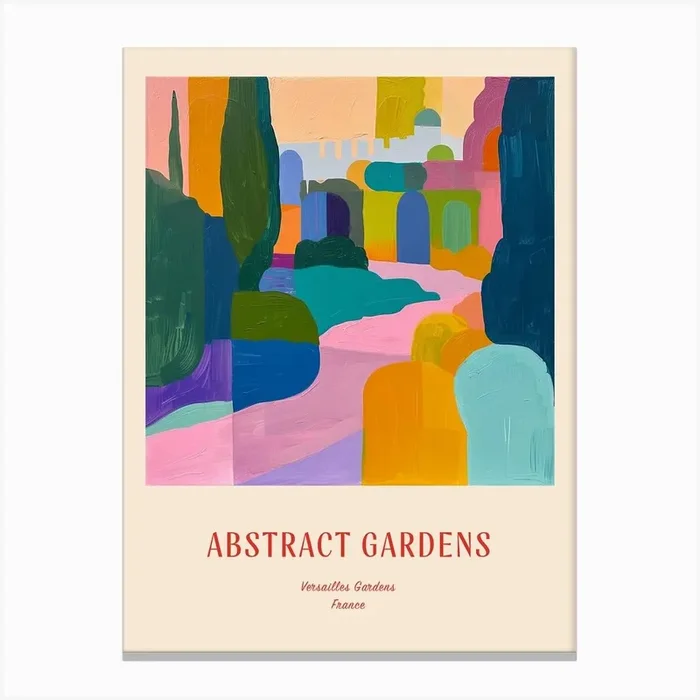 Colourful Gardens Versailles Gardens France 4 Red Poster Canvas Print by Hue Horizons Art Prints