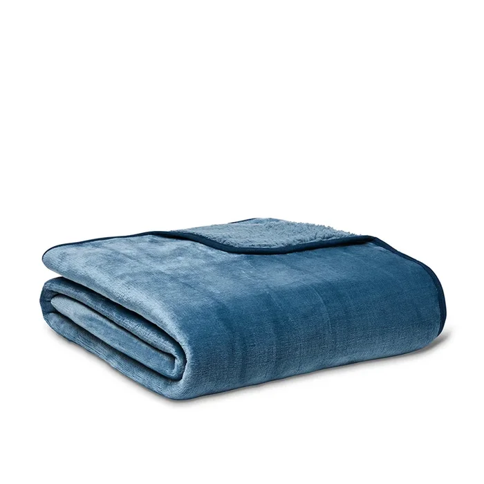 Comfort Collection Ultra Soft Sherpa Blanket Baltic Blue