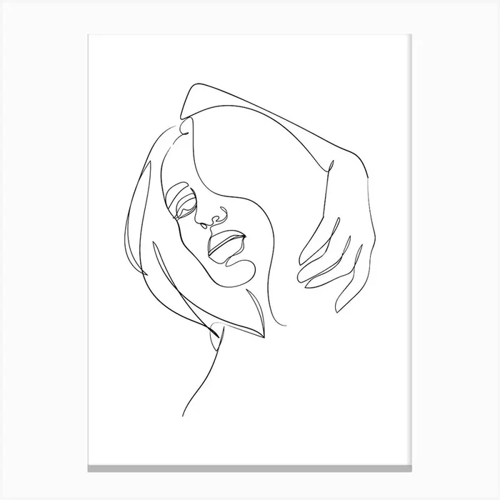 Continuous Line Drawing Of A Woman 2 Canvas Print by Tinteriaprint