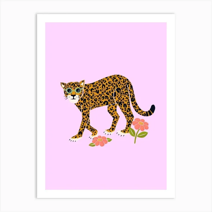 Cool Cat Leopard Art Print by Jaclyn Caris