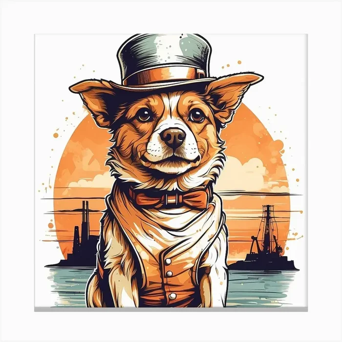 Corgi In A Top Hat Canvas Print by kinan