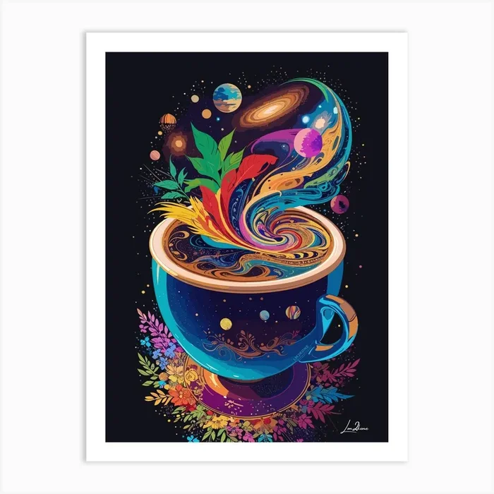 Cosmic Black Coffee Art Print by LM2Kone