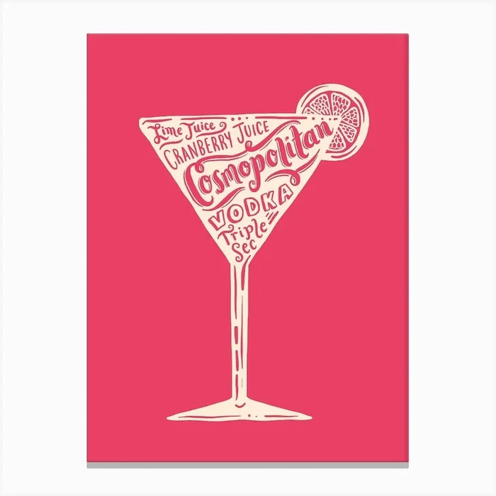 Cosmopolitan Cocktail Canvas Print by Lucy Loves This