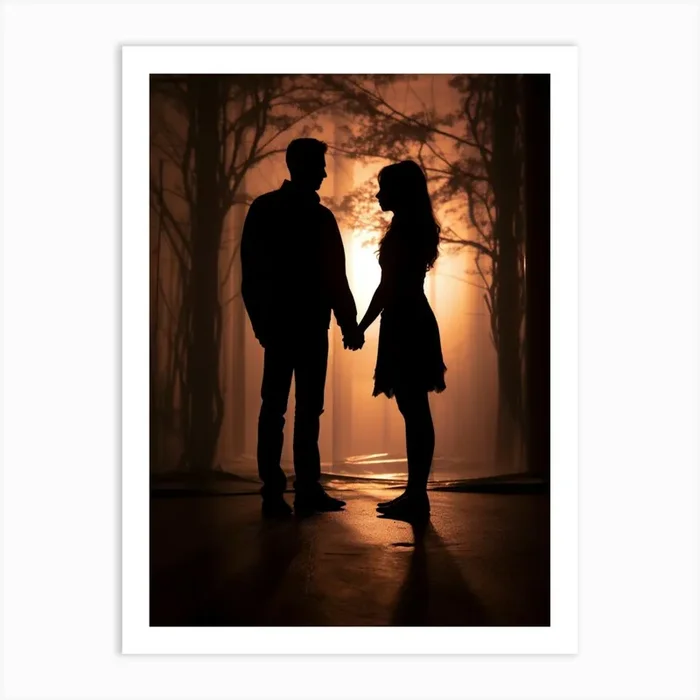 Couple Holding Hands At Sunset Art Print by Lilith and Lemon