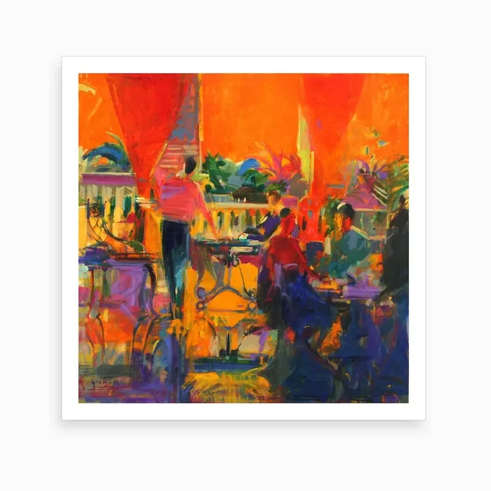 Courtyard Cafe Art Print by Peter Graham
