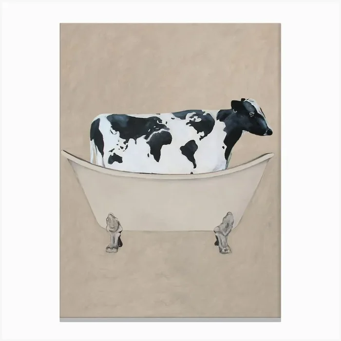 Cow In Bathtub Canvas Print by Coco Deparis