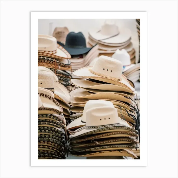 Cowboy Hats For Sale Art PrintGS by Golden Saguaro