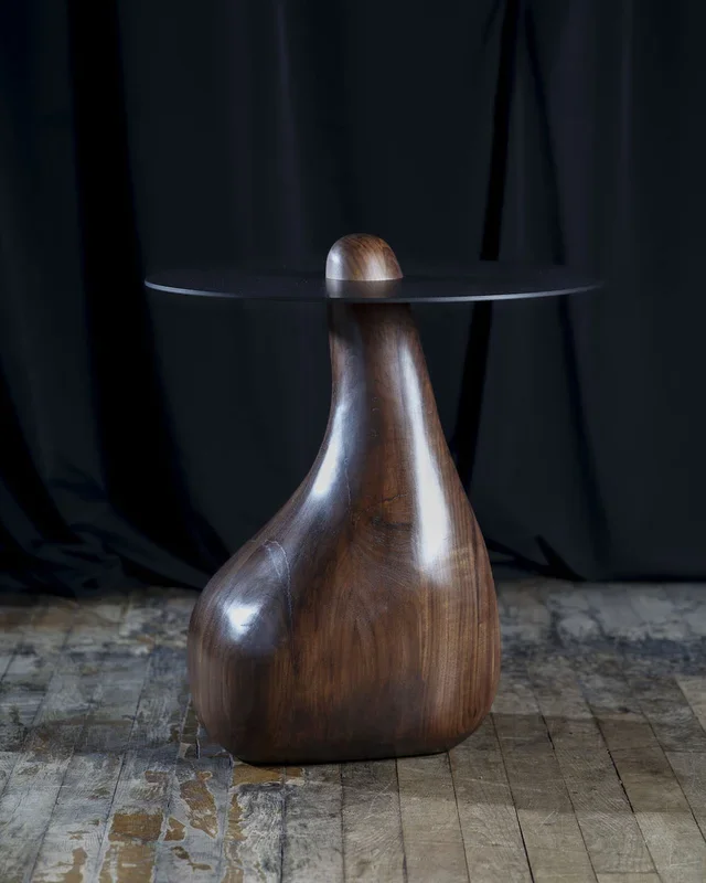 Crepuscule Side Table – Walnut with Black Steel