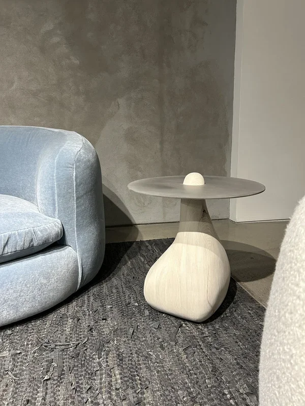 Crepuscule Side Table – White with Stainless Steel