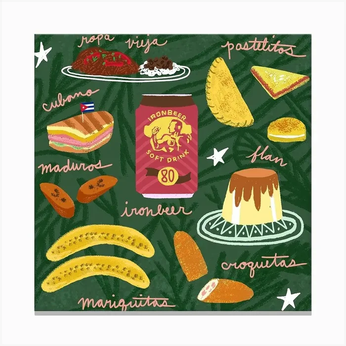 Cuban Foods Square Canvas Print by Jenny Chang