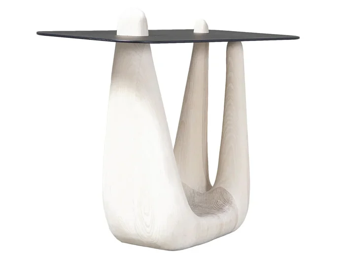 Curieuse Side Table – White with Black Steel