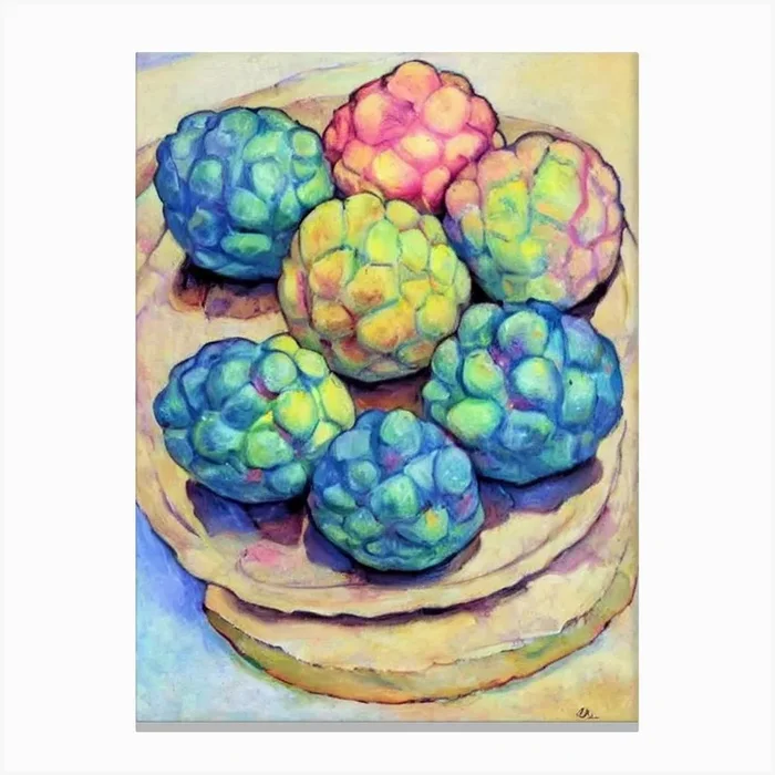 Custard Apple 1 Vintage Sketch Fruit Canvas Print by The Fruitery