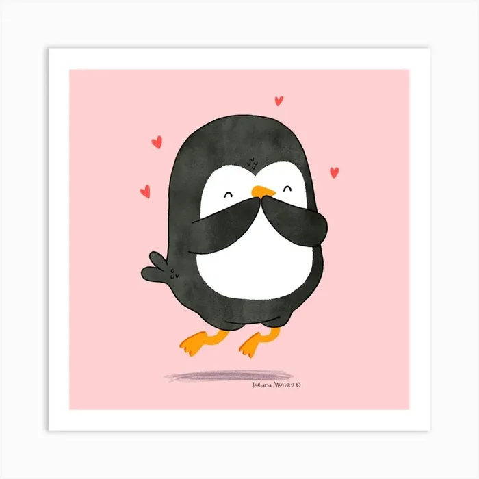 Cute Penguin in love Art Print by Juliana Motzko