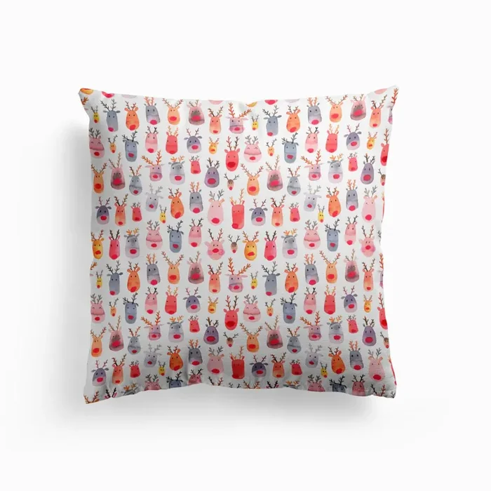 Cute Winter Reindeers Cushion by Ninola Design