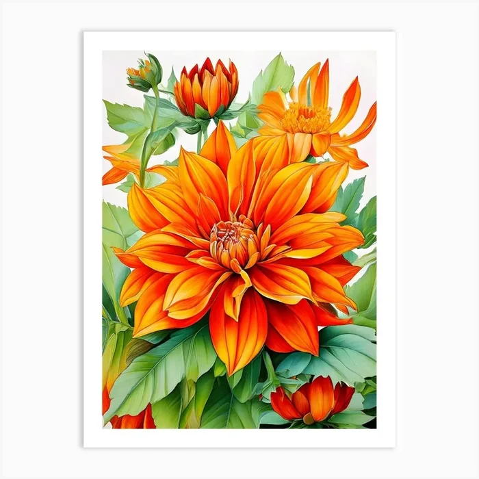 Dahlias 11 Art Print by Art shop