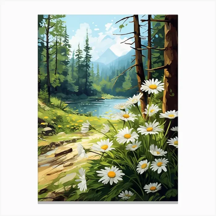 Daisy Wildflower In The Forest (3) Canvas PrintWS by Wildflower Studio