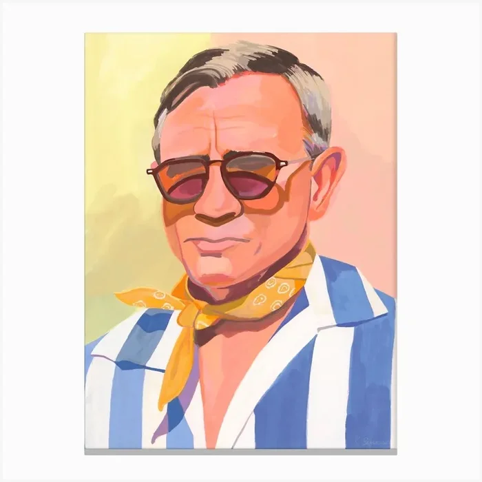 Daniel Craig in Stripes Canvas Print by KBurns Art