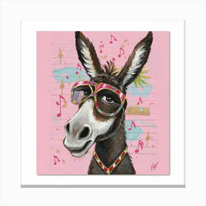 Dapper Donkey Disco Diva Print Art And Wall Art Canvas Print by Tendancyshop