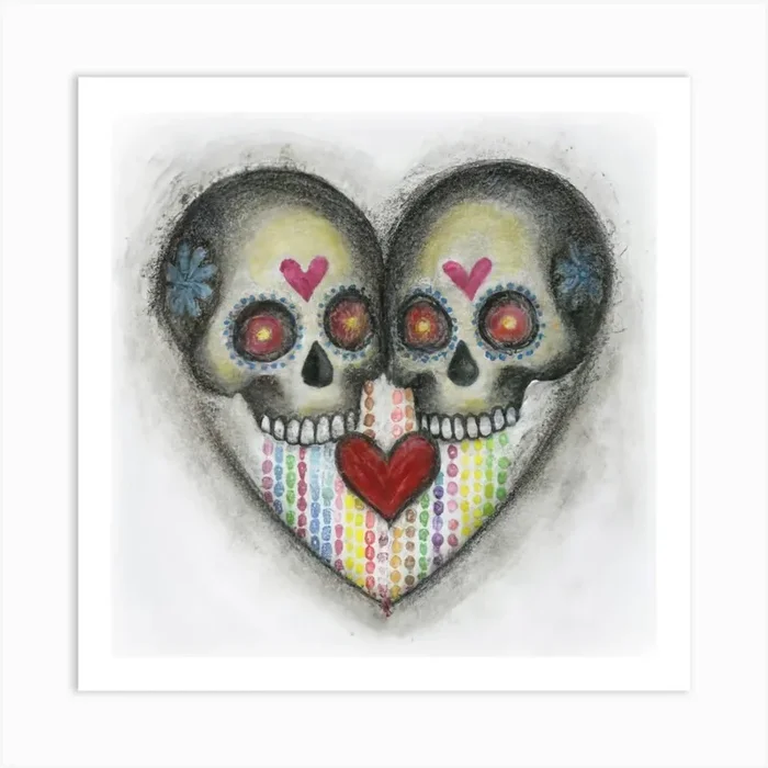 Day Of The Dead Skulls Art Print by IslaNovella