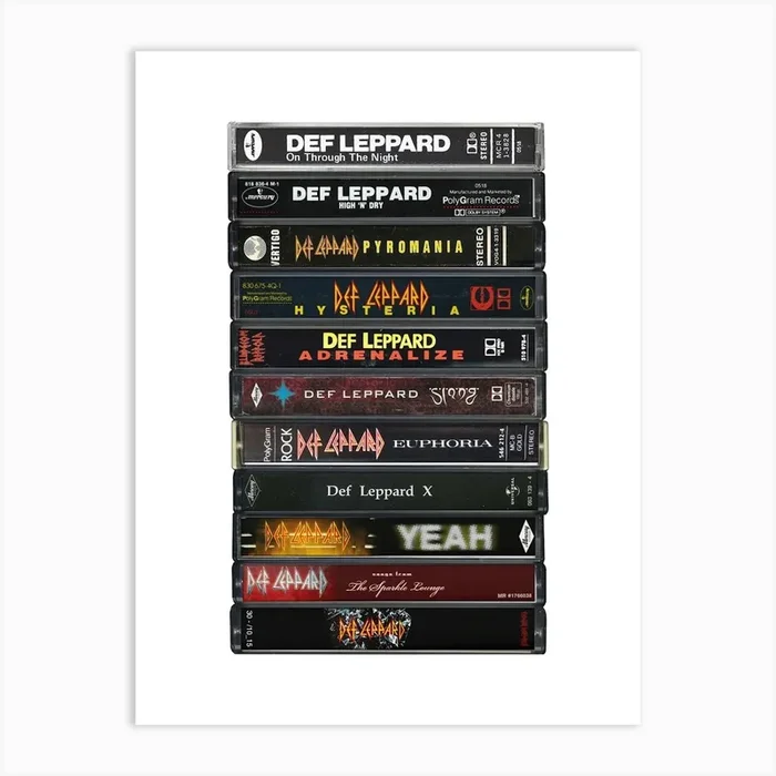 Def Leppard – Albums – Cassette Print Art Print by MrMustardPrints