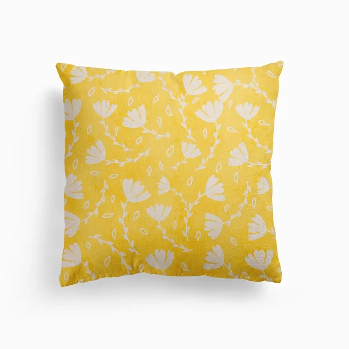 Delicate Blooms Canvas Cushion by Mitalim Designs