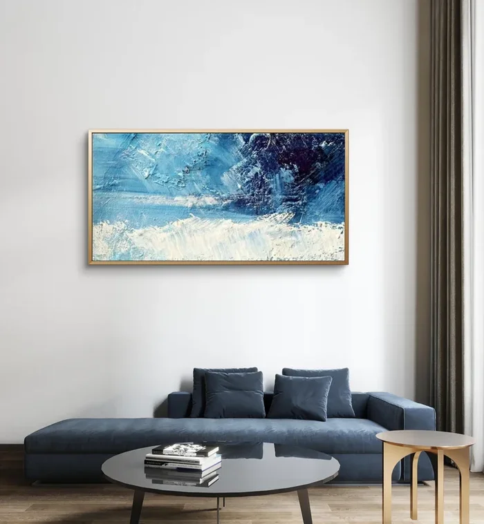 Delightful Ocean Arial View Textured Seascape Painting