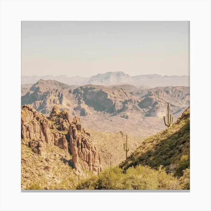 Desert Hiking View Square Canvas Print by Boheme At Home